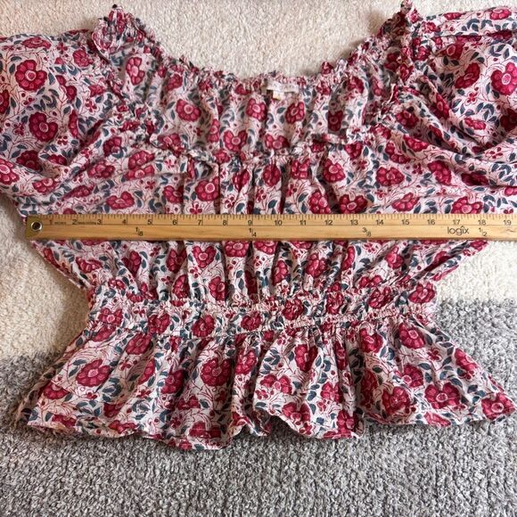 Anna cate Top Womens Size Small floral Off shoulder balloon sleeves Boho Blouse - Picture 6 of 11